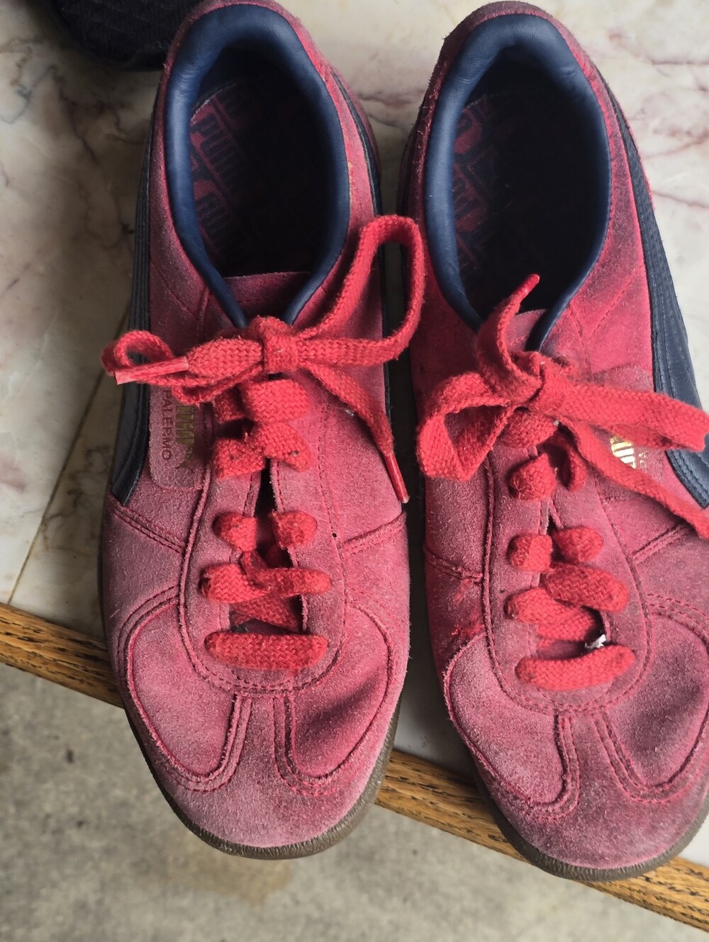 Pink Red Suede Lace-Up Sneakers